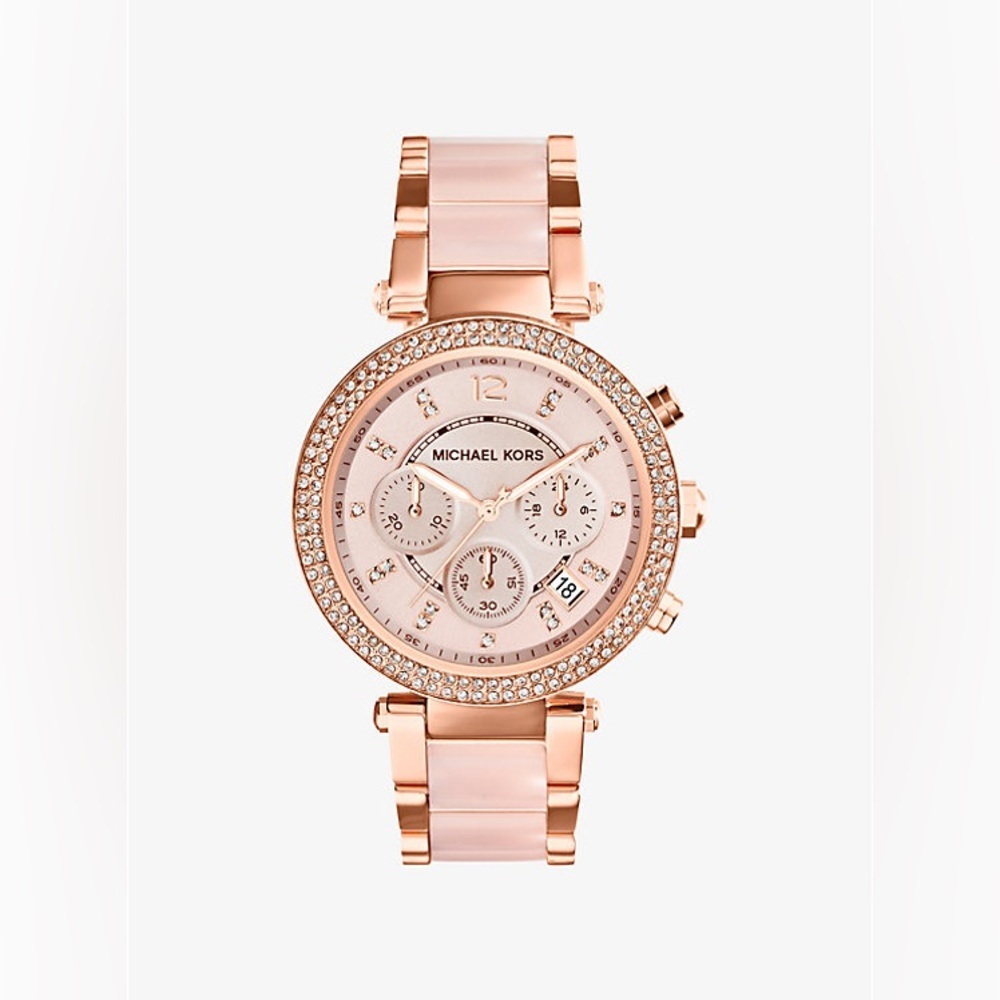 Michael Kors Rose Gold Crystal Set Bezzle